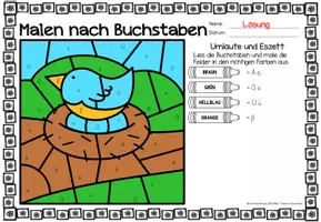 Vista previa - Hojas de trabajo - Malen nach Buchstaben - Alphabet (Frühling) Jahreszeiten Primavera Estaciones Alemán - página 3