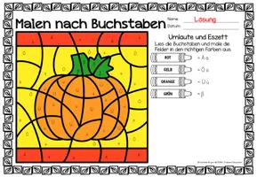 Aperçu - Feuilles d'exercices - Malen nach Buchstaben - Alphabet (Herbst) Jahreszeiten Automne Saisons Allemand - Page 3