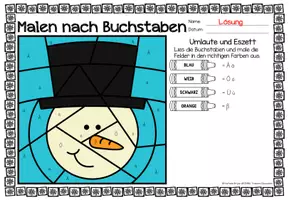 Vista previa - Hojas de trabajo - Malen nach Buchstaben - Alphabet (Winter) Jahreszeiten Invierno Estaciones Alemán - página 3