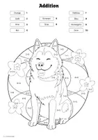 Vorschau - Arbeitsblätter - Rechnen und Malen - Mathe Mandalas Husky - Zahlenraum 10 - Seite 1