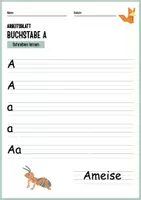 Vorschau - Arbeitsblätter - Buchstabe A - Schreiben lernen - Seite 1