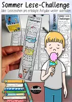 Vorschau - Mal- und Bastelvorlagen - Sommer Lese Challenges / Lesezeichen Lesepass / Lesechallenge - Deckblatt