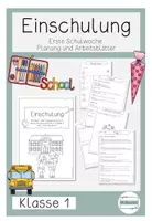 Vorschau - Stundenentwürfe - 1. Schultag Erste Schulwoche - Einschulung Stundenplanung inkl. Arbeitsblätter - Deckblatt