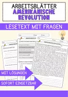Vorschau - Arbeitsblätter - Amerikanische Revolution Arbeitsblätter mit Fragen + Lösungen Lesetext - Deckblatt