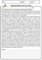 Vorschau - Arbeitsblätter - Amerikanische Revolution Arbeitsblätter mit Fragen + Lösungen Lesetext - Seite 1