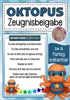 Vorschau - Anderer Materialtyp - Zeugnisbeigabe für die Oktopusklasse Klassentier Oktopus - Deckblatt