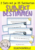 Vorschau - Aufgabenkarten - Satzglieder: Subjekt bestimmen (70 Satzkarten) - Deckblatt