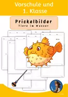 Vorschau - Mal- und Bastelvorlagen - Prickelbilder_ Vorschule und 1. Klasse Tiere im Wasser - Deckblatt