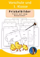 Vorschau - Mal- und Bastelvorlagen - Prickelbilder_Vorschule / 1. Klasse Tiere auf dem Bauernhof - Deckblatt