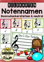 Vorschau - Bildkarten - Notennamen Bildkarten Musik Grundschule (Klasse 2–4) – Flashcards & Tafelmaterial zur C-Dur-Tonleiter und Notenlehre - Deckblatt