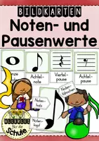 Vorschau - Bildkarten - Notenwerte & Pausenwerte Bildkarten Musik Grundschule (Klasse 2–4) – Flashcards für Rhythmus, Notenlehre & Musikunterricht - Deckblatt