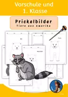 Vorschau - Mal- und Bastelvorlagen - Prickelbilder_ Vorschule und 1. Klasse Tiere in Amerika - Deckblatt
