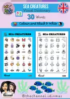Vista previa - Tarjetas / Manipulativos - SEA CREATURES – Visual Dictionary (30 Words) - Portada