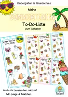 Vorschau - Mal- und Bastelvorlagen - Feriengruß Sommerferien, To-do-Liste, Vorschule, Klasse 1, 2, DaZ, Förderschule - Deckblatt