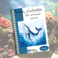Aperçu - Feuilles d'exercices - Cahier d'activités sur les animaux marins 6-8 ans - Page de couverture