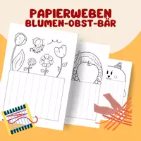 Vorschau - Mal- und Bastelvorlagen - Papierweben Vorlagen - Obst, Bär, Blumen - Deckblatt