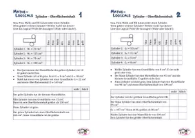 Vorschau - Arbeitsblätter - Zylinder-Logicals: Oberflächeninhalt und Volumen - Deckblatt