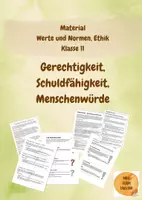 Vorschau - Arbeitsblätter - Werte und Normen Klasse 11, Ethik, Infotexte mit Aufgaben zum Thema Gerechtigkeit, Schuld, Strafe - Deckblatt