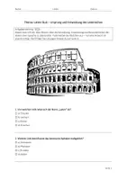 Vorschau - Arbeitsblätter - Ursprung und Entwicklung des Lateinischen - Quiz zur Übung - Deckblatt