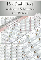 Vorschau - Unterrichtsreihen - Addition und Subtraktion im ZR bis 20, 18x Denk-Duett, mit und ohne Übergang, Förderung Operationsvorstellung - Deckblatt