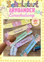 Vorschau - Mal- und Bastelvorlagen - Schulstart Armbänder basteln Einschulung 1. Klasse - Deckblatt