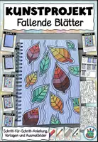 Vorschau - Stundenentwürfe - Kunstprojekt "Fallende Blätter - von grün zu braun" Herbstlicher Kunstunterricht - Deckblatt