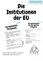 Vorschau - Stundenentwürfe - Unterrichtsentwurf: Die Institutionen der EU - Steckbriefe & Quiz - Deckblatt