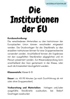 Vorschau - Stundenentwürfe - Unterrichtsentwurf: Die Institutionen der EU - Steckbriefe & Quiz - Seite 1