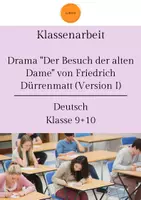 Vorschau - Klassenarbeiten - Klassenarbeit: Der Besuch der alten Dame (Szenenanalyse) + Bewertung & Lösung VERSION I - Deckblatt