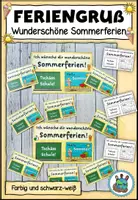 Vorschau - Mal- und Bastelvorlagen - Feriengruß "Wundeschöne Sommerferien" zum Beispiel als Zeugnisbeigabe - Deckblatt