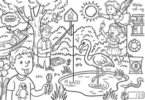 Vorschau - Arbeitsblätter - Wimmelbild - Wörter mit -ng - mit vielen Aufgaben - Seite 3