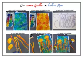 Vorschau - Arbeitsblätter - Kalt-Warm-Kontrast, Qualle, Wasserfarben - Seite 1