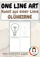 Vorschau - Unterrichtsreihen - One Line Art - Kunst aus einer Linie - Glühbirne (Freebie) - Deckblatt