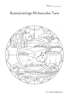Vorschau - Arbeitsblätter - 32 Besondere afrikanische Tiere als Ausmalvorlage 🐘🌍🎨 - Seite 1