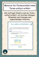 Vorschau - Unterrichtsreihen - Terme: Material für Förderschüler - Deckblatt