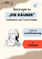 Vorschau - Arbeitsblätter - Lesequiz und Textverständnis Die Räuber Schiller Kl.10-13 - Deckblatt