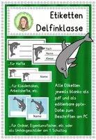 Vorschau - Anderer Materialtyp - Etiketten Klassentier Delfin (editierbar) - Delfinklasse - Deckblatt