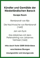 Vorschau - Arbeitsblätter - Künstler und Gemälde der Niederländischen Barock (Escape Room) - Deckblatt