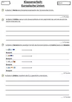 Vorschau - Test - Klassenarbeit EU, inklusive LE Version - Deckblatt