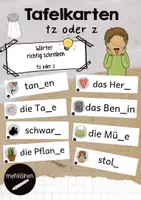 Vorschau - Fördermaterial/Inklusion - Tafelkarten | tz oder z - Deckblatt