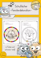 Vorschau - Mal- und Bastelvorlagen - Fensterdeko Einschulung Schulfächer Schulanfang Knuffies Kunst Fensterbilder Öltrick - Deckblatt