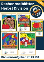 Vorschau - Arbeitsblätter - Rechenmalblätter Herbst: Kleines Einmaleins Division bis 100 - Deckblatt