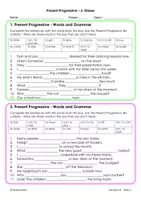 Vorschau - Arbeitsblätter - Present Progressive Grammatiktest - Words and Grammar - Seite 1