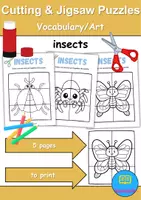 Vorschau - Mal- und Bastelvorlagen - Cutting & Jigsaw Puzzles - Insects - (Englisch) - Deckblatt