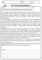 Vorschau - Arbeitsblätter - Katastrophenhilfe Arbeitsblätter mit Fragen + Lösungen Erdkunde Lesetext - Seite 1