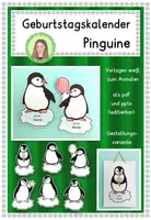 Vorschau - Mal- und Bastelvorlagen - Geburtstagskalender (editierbar) Klassentier "Pinguin" - Pinguinklasse - Deckblatt