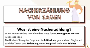 Vorschau - Merkblätter - Handout - Nacherzählung von Sagen - Deckblatt