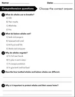 Vorschau - Arbeitsblätter - All About Whales : Reading Comprehension and Word search with Answers.. 3rd, 4th, 5th grade - Seite 2