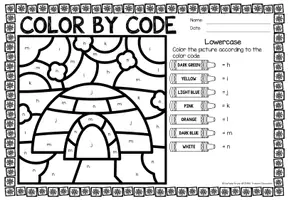 Aperçu - Feuilles d'exercices - Color by letter code - Alphabet (Winter) | Seasons Letter Recognition Hiver Anglais - Page 2