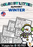 Προεπισκόπηση - Φύλλα εργασίας - Color by letter code - Alphabet (Winter) | Seasons Letter Recognition Χειμώνας Αγγλικά - Εξώφυλλο